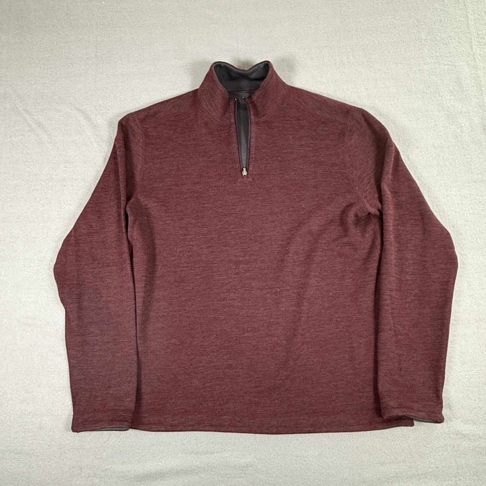 Crewneck 1/4 Zip Knit Reversible Pullover Maroon And Gray Large